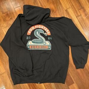 Foo Fighters Cobra 2024 Rock N Roll Full Zip Hoodie Black Men’s Size 3XL